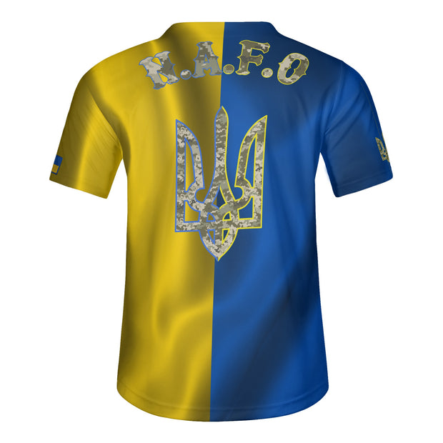 Ukrainian Flag Camo Short Sleeve Baseball Jersey