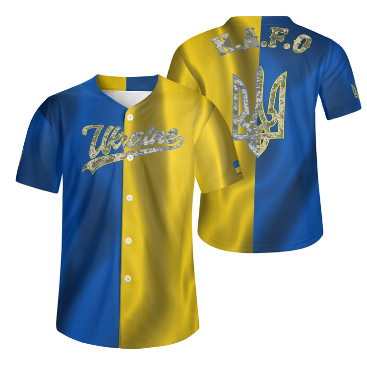 Ukrainian Flag Camo Short Sleeve Baseball Jersey