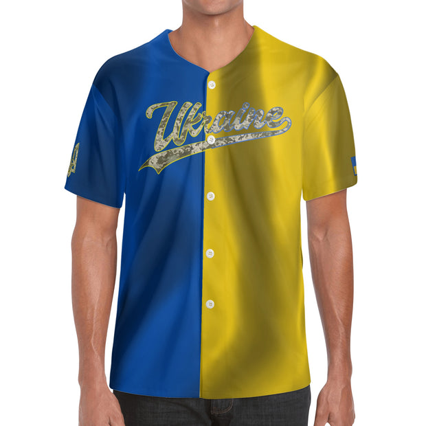 Ukrainian Flag Camo Short Sleeve Baseball Jersey