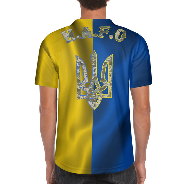 Ukrainian Flag Camo Short Sleeve Baseball Jersey