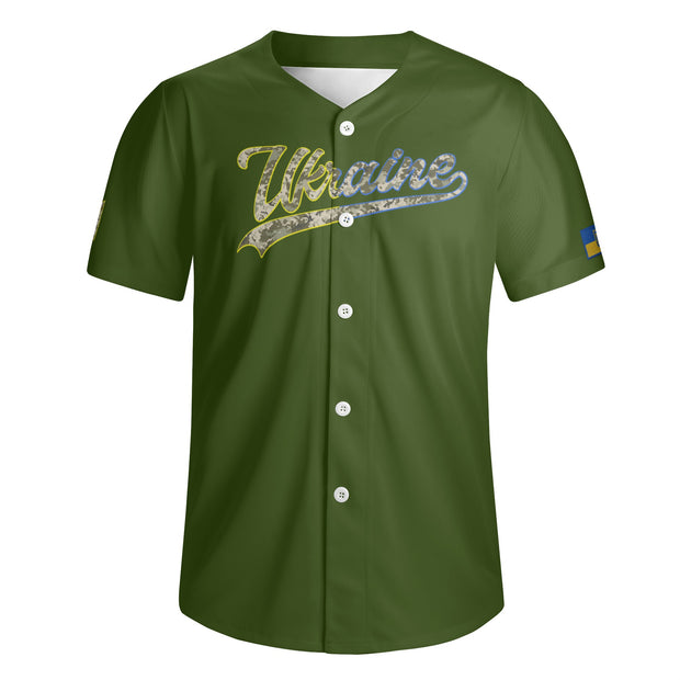Olive Green Camo Short Sleeve Baseball Jersey