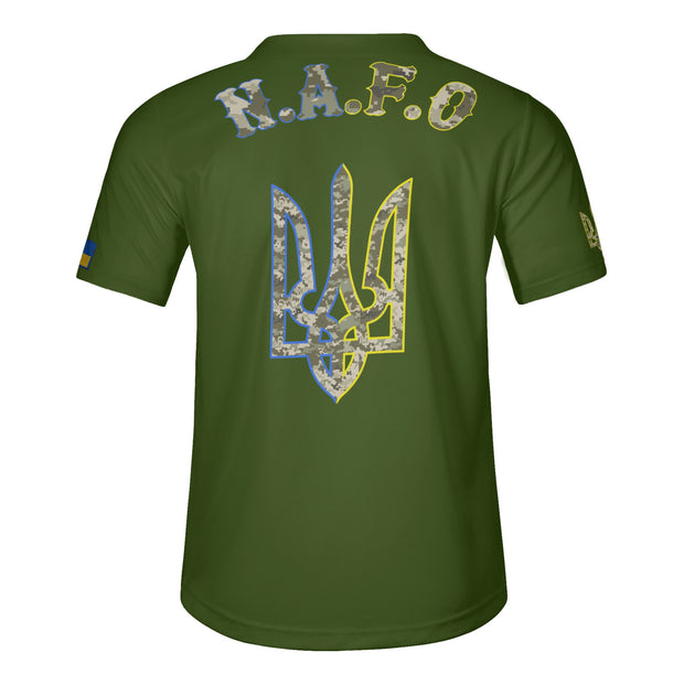 Olive Green Camo Short Sleeve Baseball Jersey