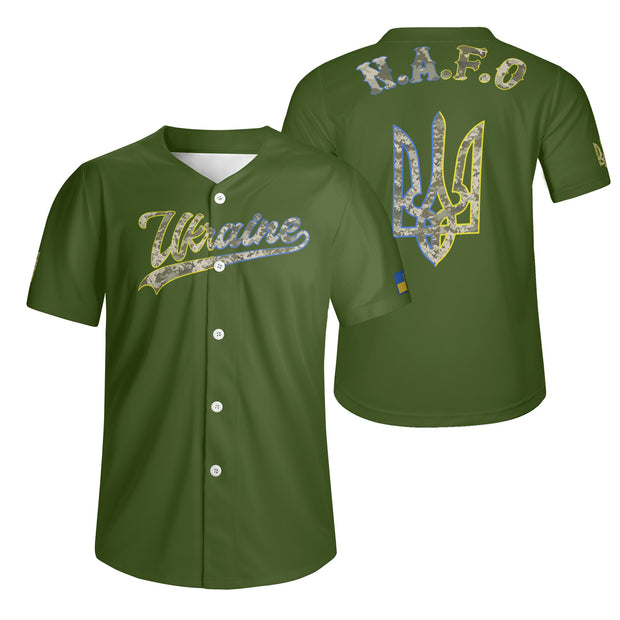 Olive Green Camo Short Sleeve Baseball Jersey