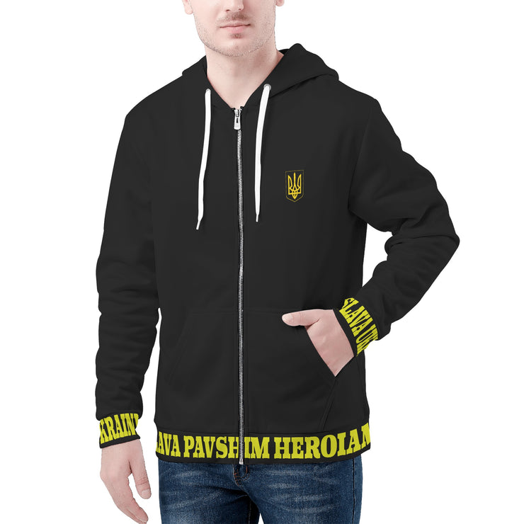 Black "Glory To The Heros Glory To Ukraine" Zip Hoodie