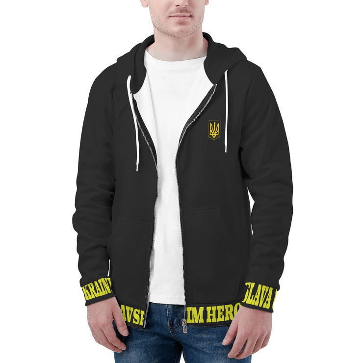 Black "Glory To The Heros Glory To Ukraine" Zip Hoodie