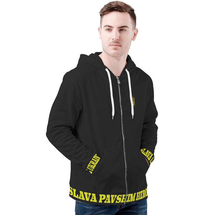 Black "Glory To The Heros Glory To Ukraine" Zip Hoodie