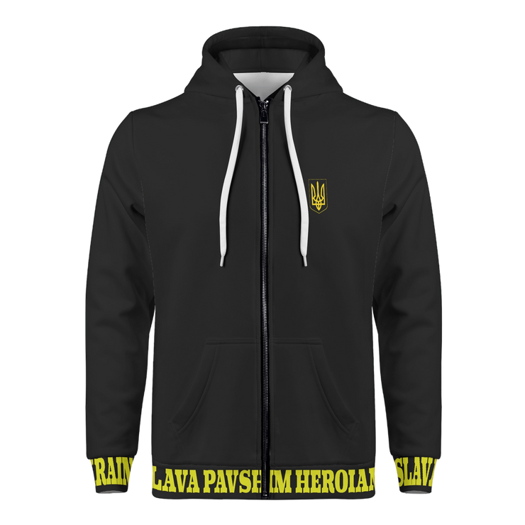 Black "Glory To The Heros Glory To Ukraine" Zip Hoodie