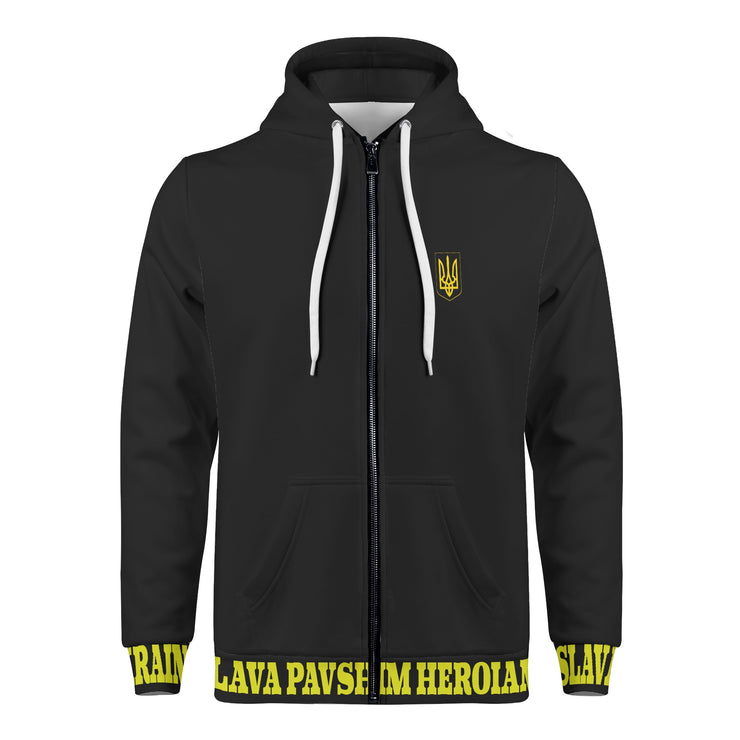 Black "Glory To The Heros Glory To Ukraine" Zip Hoodie