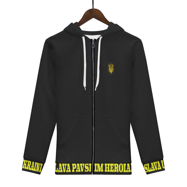 Black "Glory To The Heros Glory To Ukraine" Zip Hoodie