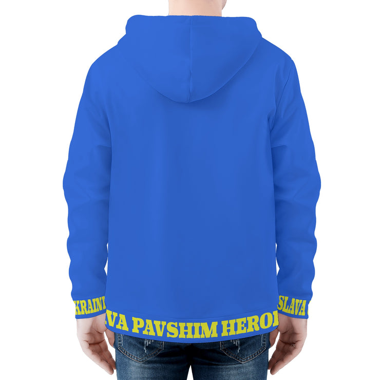 Blue "Glory To The Heros Glory To Ukraine" Zip Hoodie