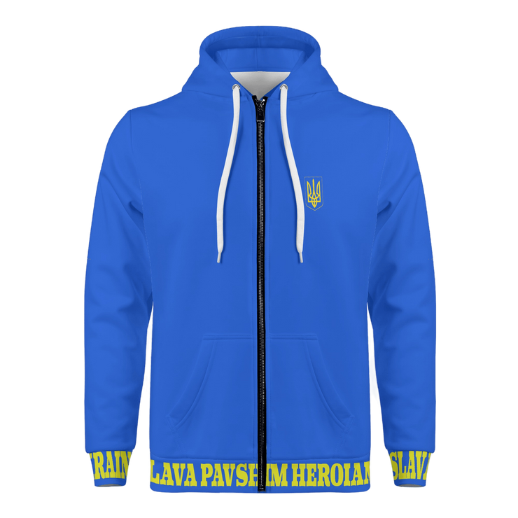 Blue "Glory To The Heros Glory To Ukraine" Zip Hoodie