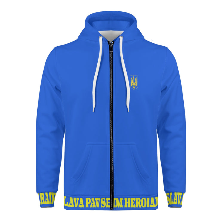 Blue "Glory To The Heros Glory To Ukraine" Zip Hoodie