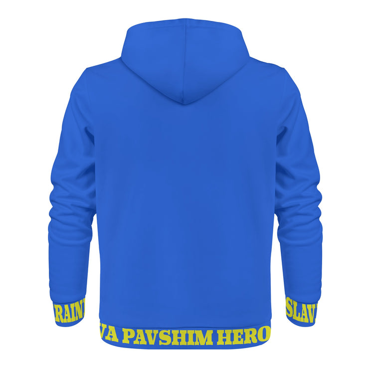 Blue "Glory To The Heros Glory To Ukraine" Zip Hoodie
