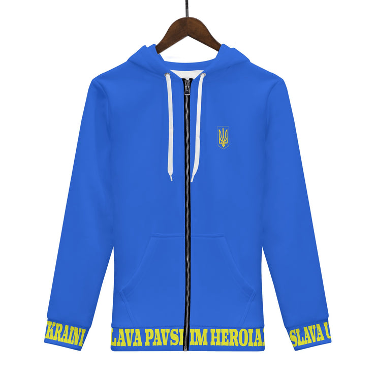 Blue "Glory To The Heros Glory To Ukraine" Zip Hoodie