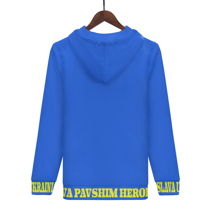 Blue "Glory To The Heros Glory To Ukraine" Zip Hoodie
