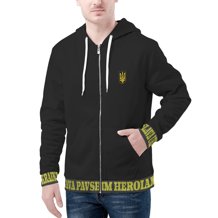 Black "Glory To The Heros Glory To Ukraine" with Starsky Logo Zip Hoodie