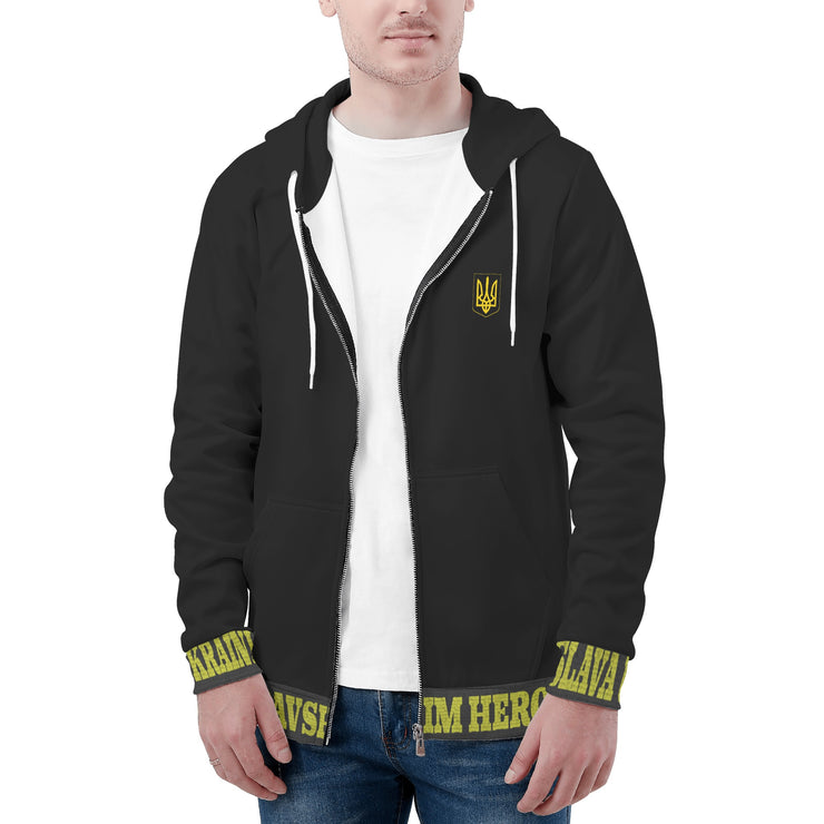 Black "Glory To The Heros Glory To Ukraine" with Starsky Logo Zip Hoodie