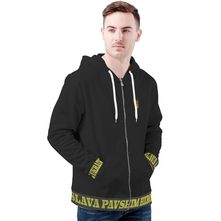 Black "Glory To The Heros Glory To Ukraine" with Starsky Logo Zip Hoodie