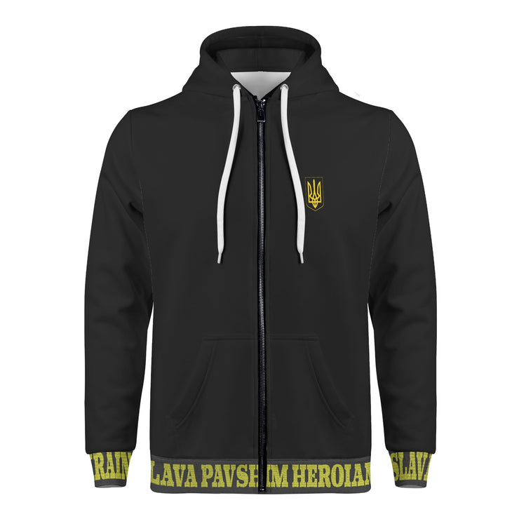 Black "Glory To The Heros Glory To Ukraine" with Starsky Logo Zip Hoodie