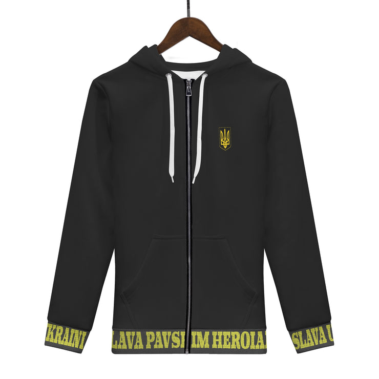 Black "Glory To The Heros Glory To Ukraine" with Starsky Logo Zip Hoodie