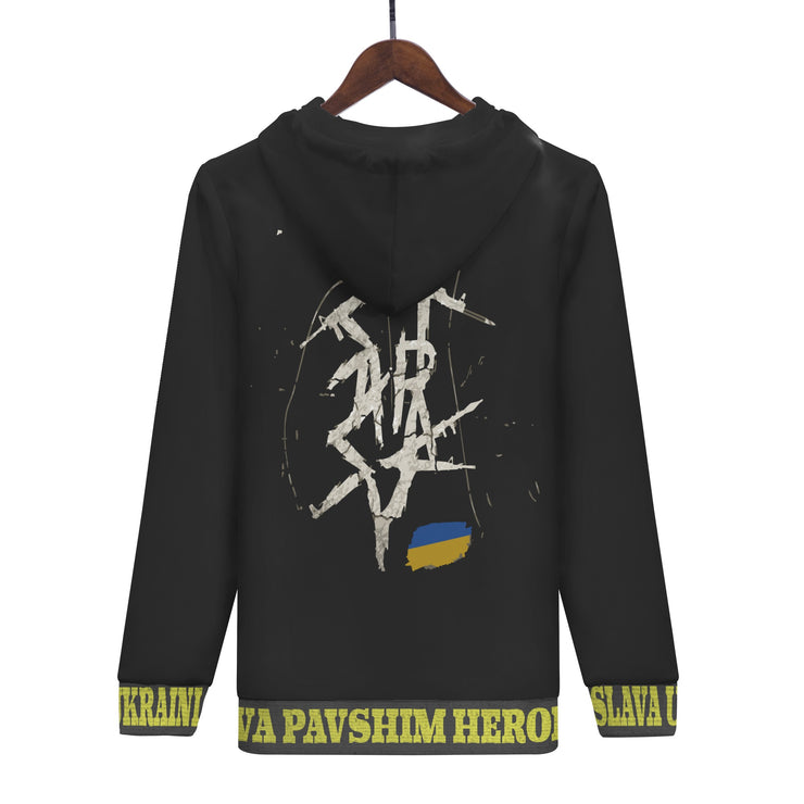 Black "Glory To The Heros Glory To Ukraine" with Starsky Logo Zip Hoodie