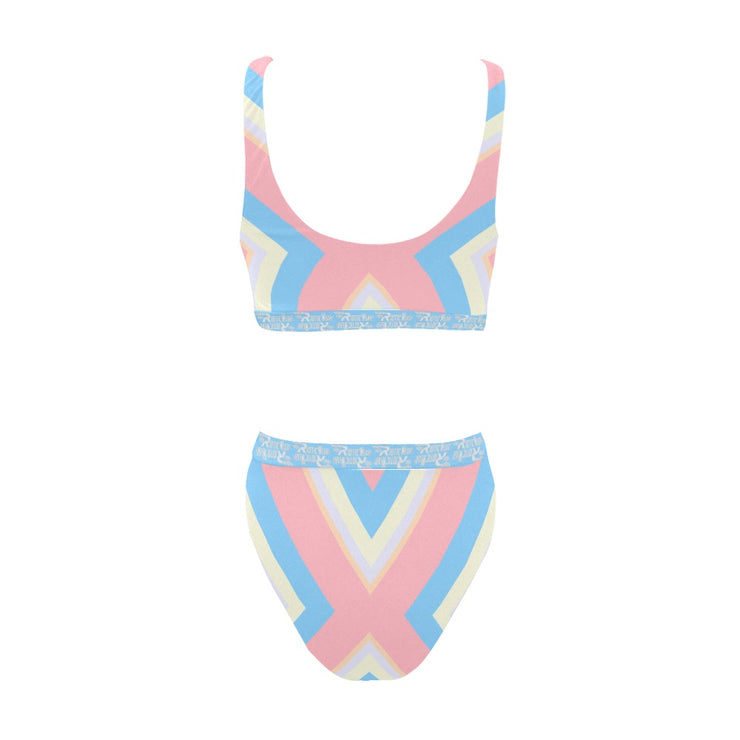 [[ Light Pink/Blue ]] Riotic Wear High Wasted Swimsuit
