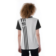 [[ White & Black American Stripes ]] Lady's Riotic Wear Premium Tee