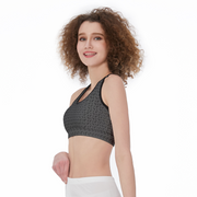 [[ Pistol Print ]] Black/Dark Grey Sports Bra