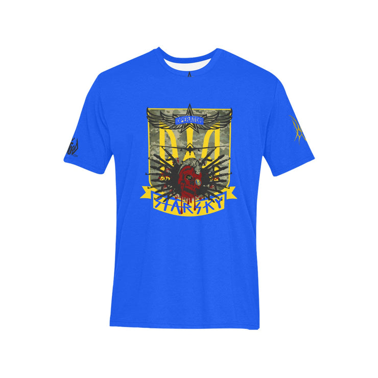 Blue FPS Gamer Logo Style Emblem Tee (Ships USA Customers ONLY)
