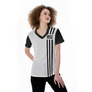 [[ White & Black American Stripes ]] Lady's Riotic Wear Premium Tee