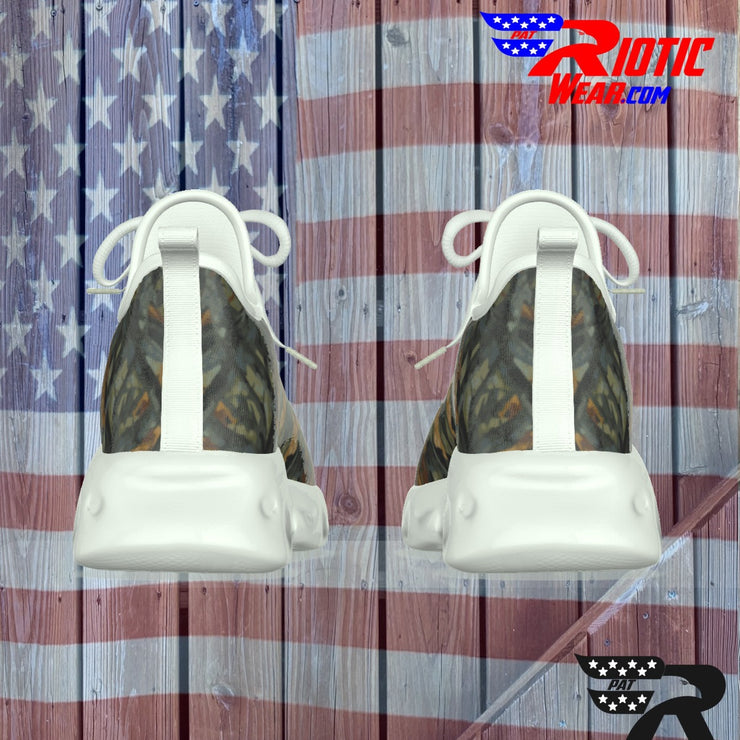 "Bark Leaf" Camo Toad Men's Light Sports Shoes  (White or Black Soles)
