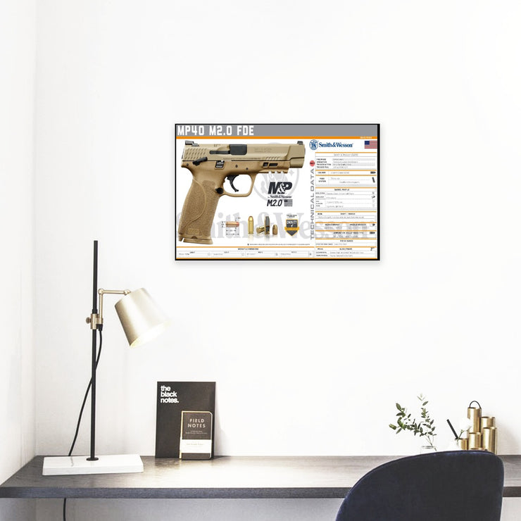 MP40 M2.0 FDE Gun Spec Data Premium Wall Art Poster (Choose Size)