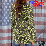 "Pale Yellow Kaleido-Camo" Camo Toad Long Sleeve Cardigan