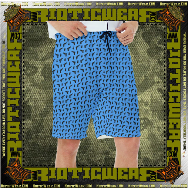 Blue Pistol Repeat Casual Beach Shorts Trunk