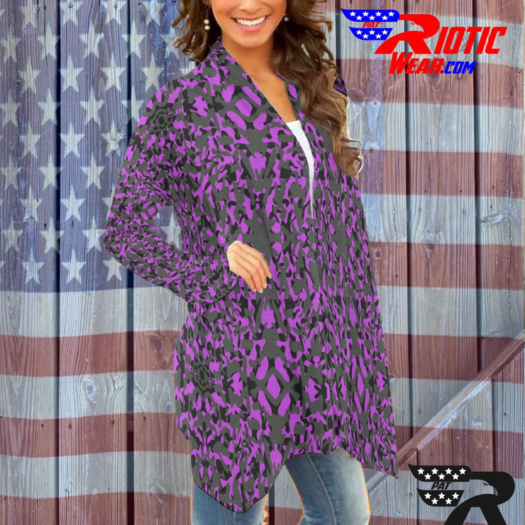 "Purple Kaleido-Camo" Camo Toad Long Sleeve Cardigan
