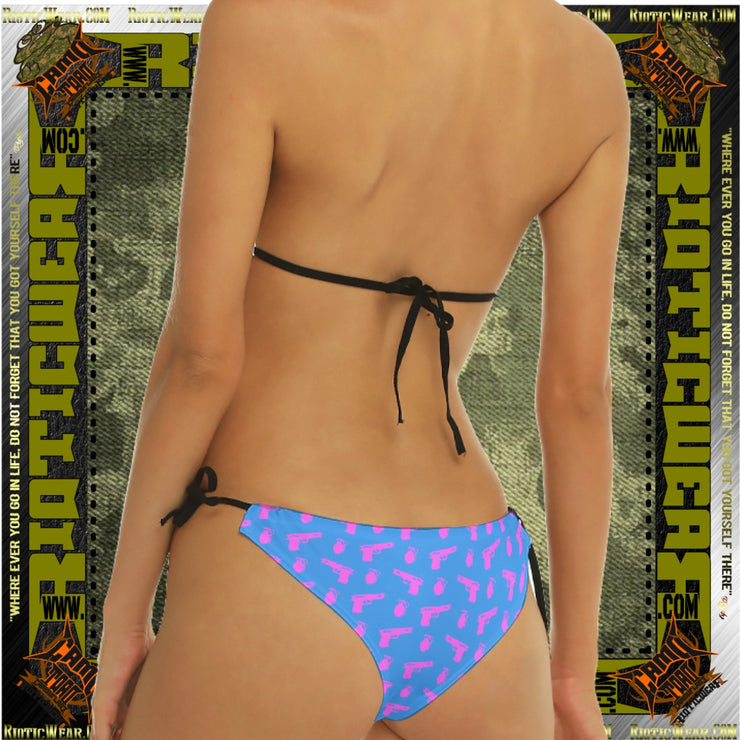 Blue Bang & Boom (Pink Pistol & Grenade) Sling Bikini Swimsuit
