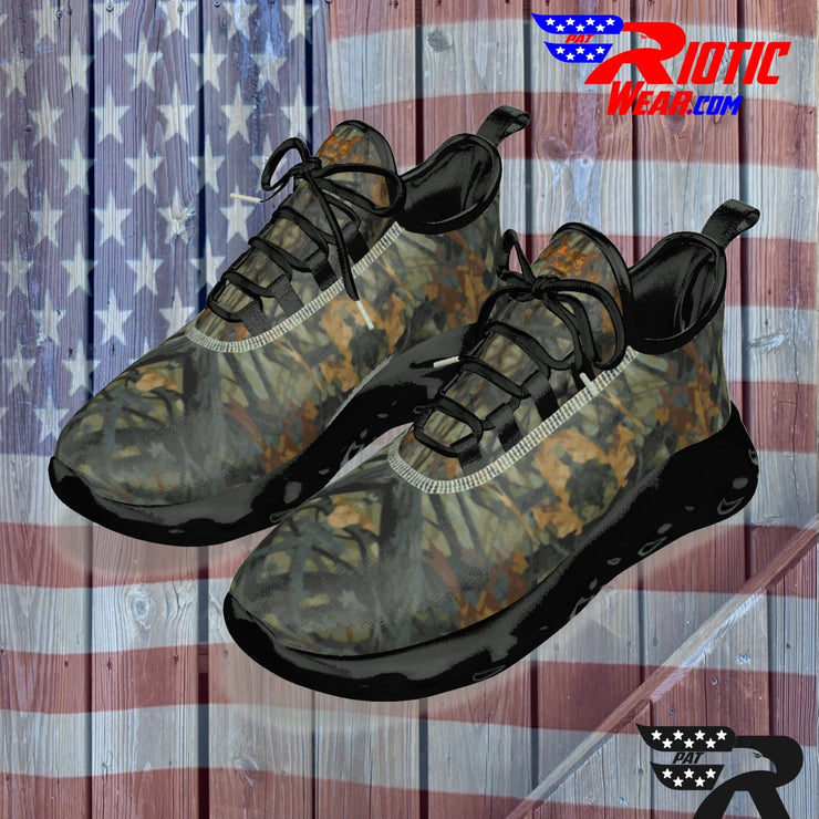 "Bark Leaf" Camo Toad Men's Light Sports Shoes  (White or Black Soles)