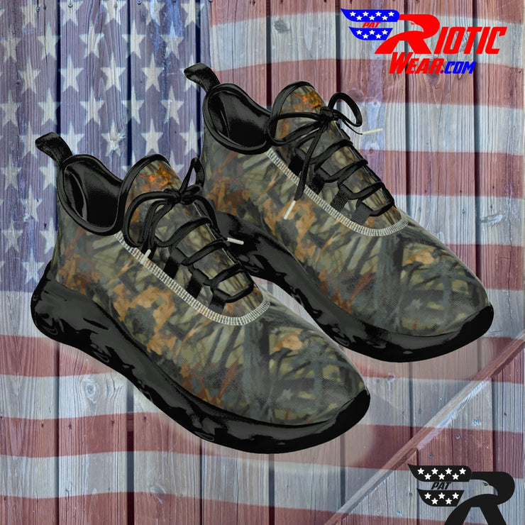 "Bark Leaf" Camo Toad Men's Light Sports Shoes  (White or Black Soles)