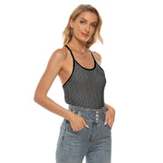 [[ Pistol Print ]] Black/Dark Grey Women's Criss-Cross Open Back Tank Top