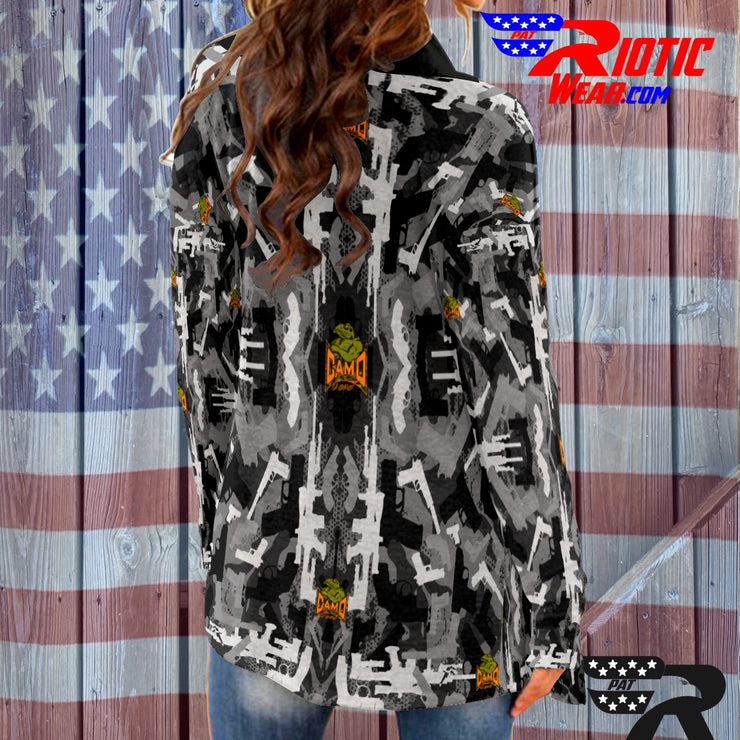 "Dark Grey Gun" Camo Toad Long Sleeve Cardigan