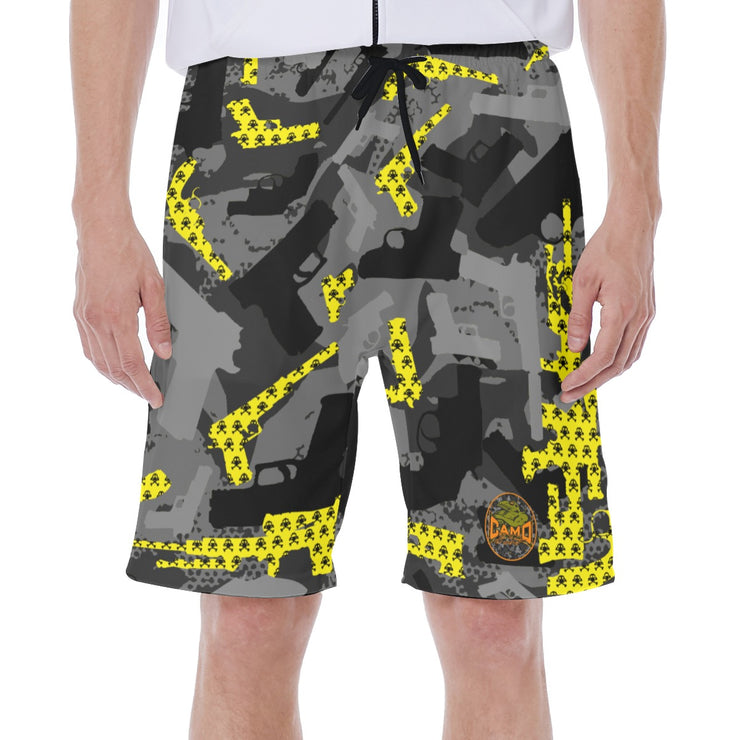 "Yellow Skull & Cross Bones Gunner" Men's Premium Board or Swim Shorts