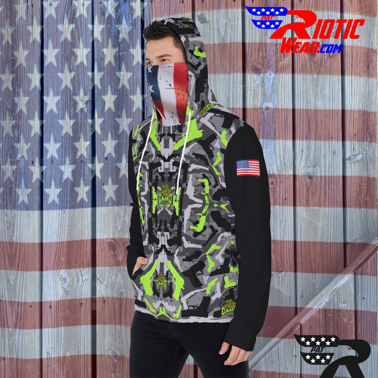 "Lime Color-Block Gun" Camo Toad Hoodie w/ Face Cover