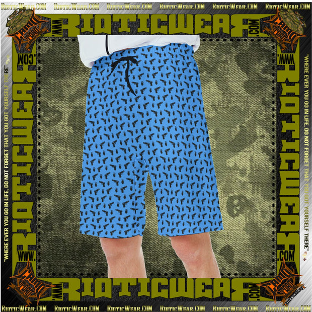 Blue Pistol Repeat Casual Beach Shorts Trunk