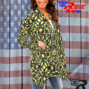 "Pale Yellow Kaleido-Camo" Camo Toad Long Sleeve Cardigan