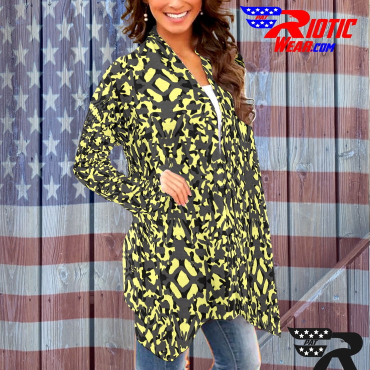 "Pale Yellow Kaleido-Camo" Camo Toad Long Sleeve Cardigan