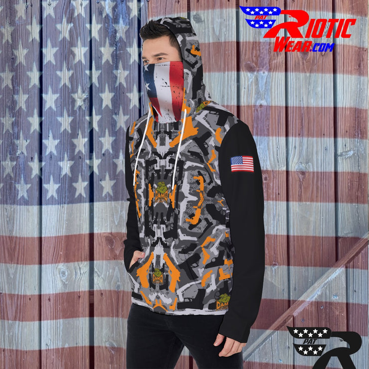 "Orange Color-Block Gun" Camo Toad Hoodie w/ Face Cover