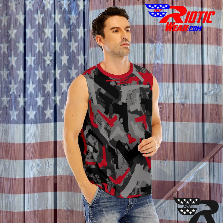 "Red Gunner" O-Neck Sleeveless Tank Top