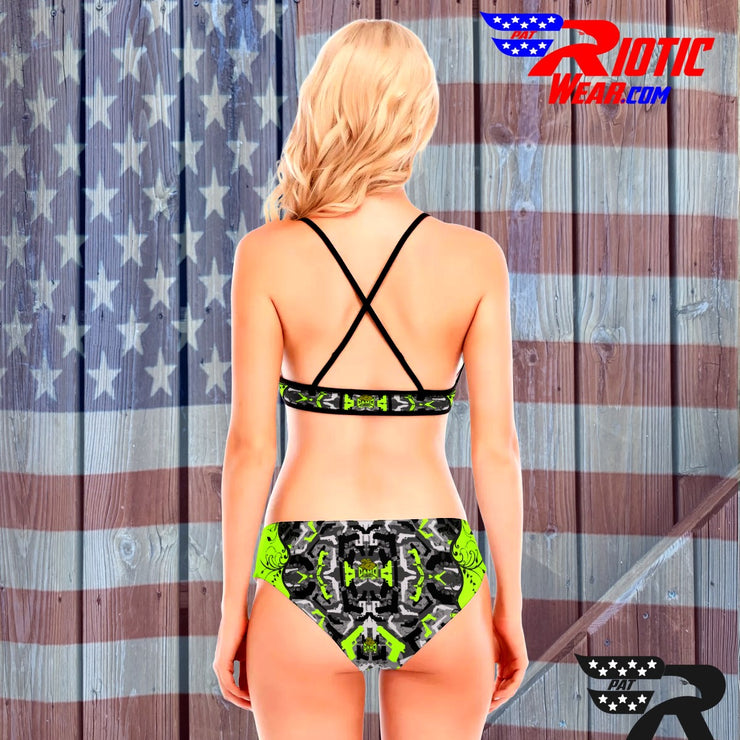 "2-Tone Lime Gun" Camo Toad Bikini Set