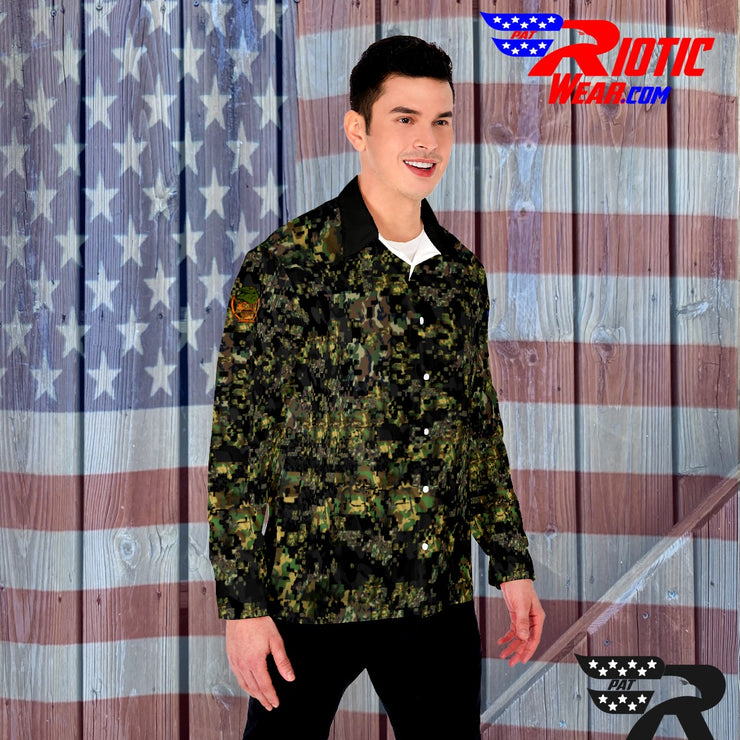 "Digitized Digital-Camo"  Long Sleeve Button Down w/ Logos