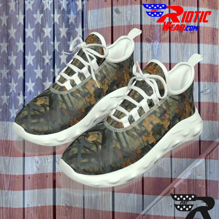 "Bark Leaf" Camo Toad Men's Light Sports Shoes  (White or Black Soles)